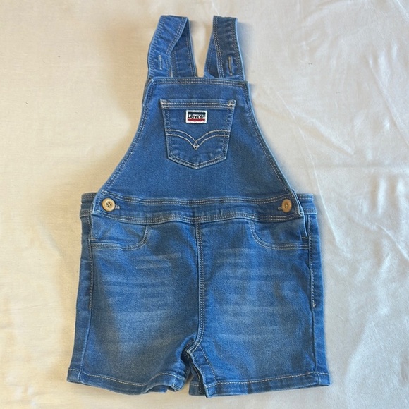 Levi's Blue Denim Short Overalls with Adjustable Straps - Picture 1 of 5